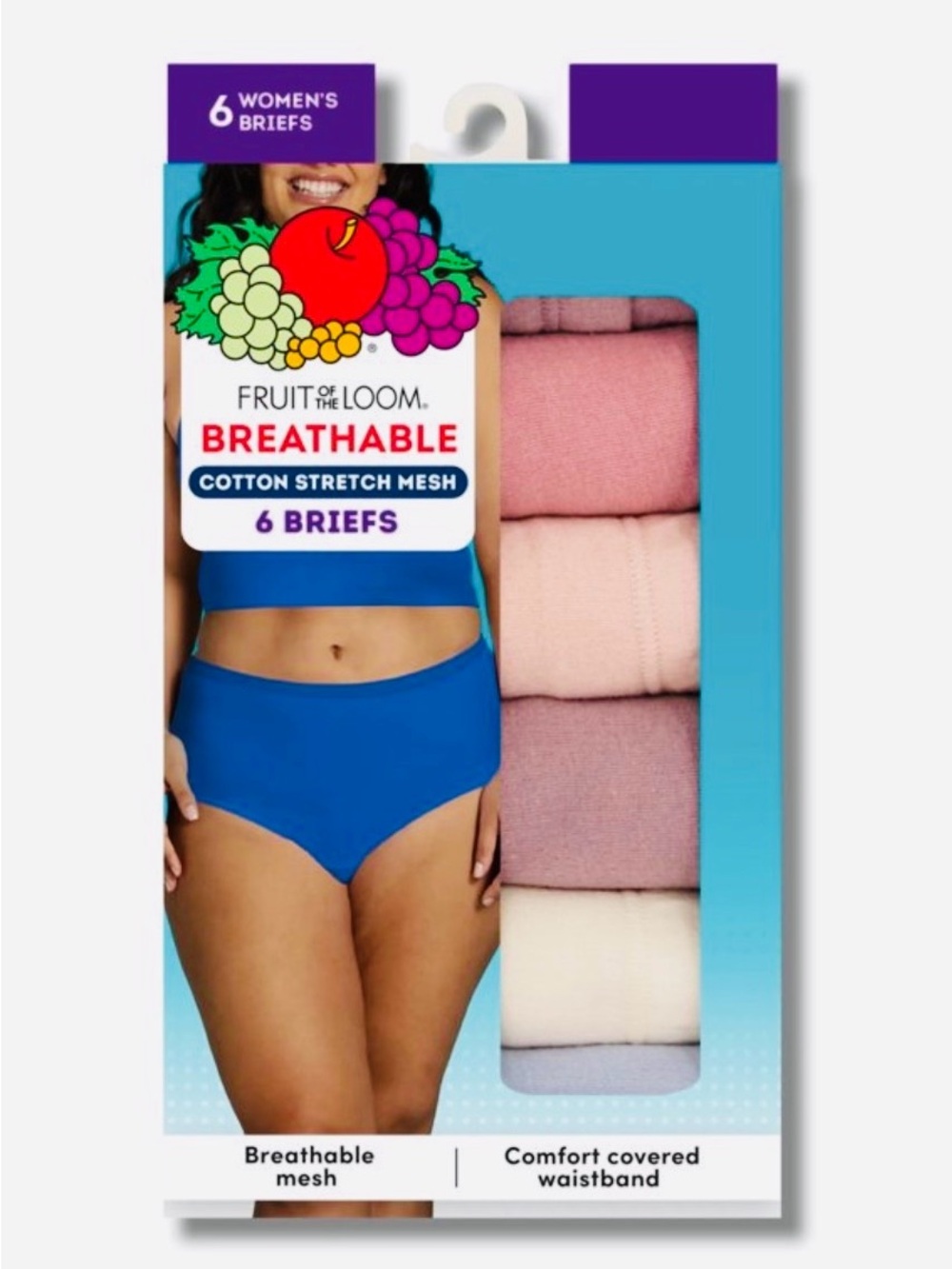 Fruit of the Loom Women’s Size 7 / L Briefs Breathable Mesh Panties 6 Pairs